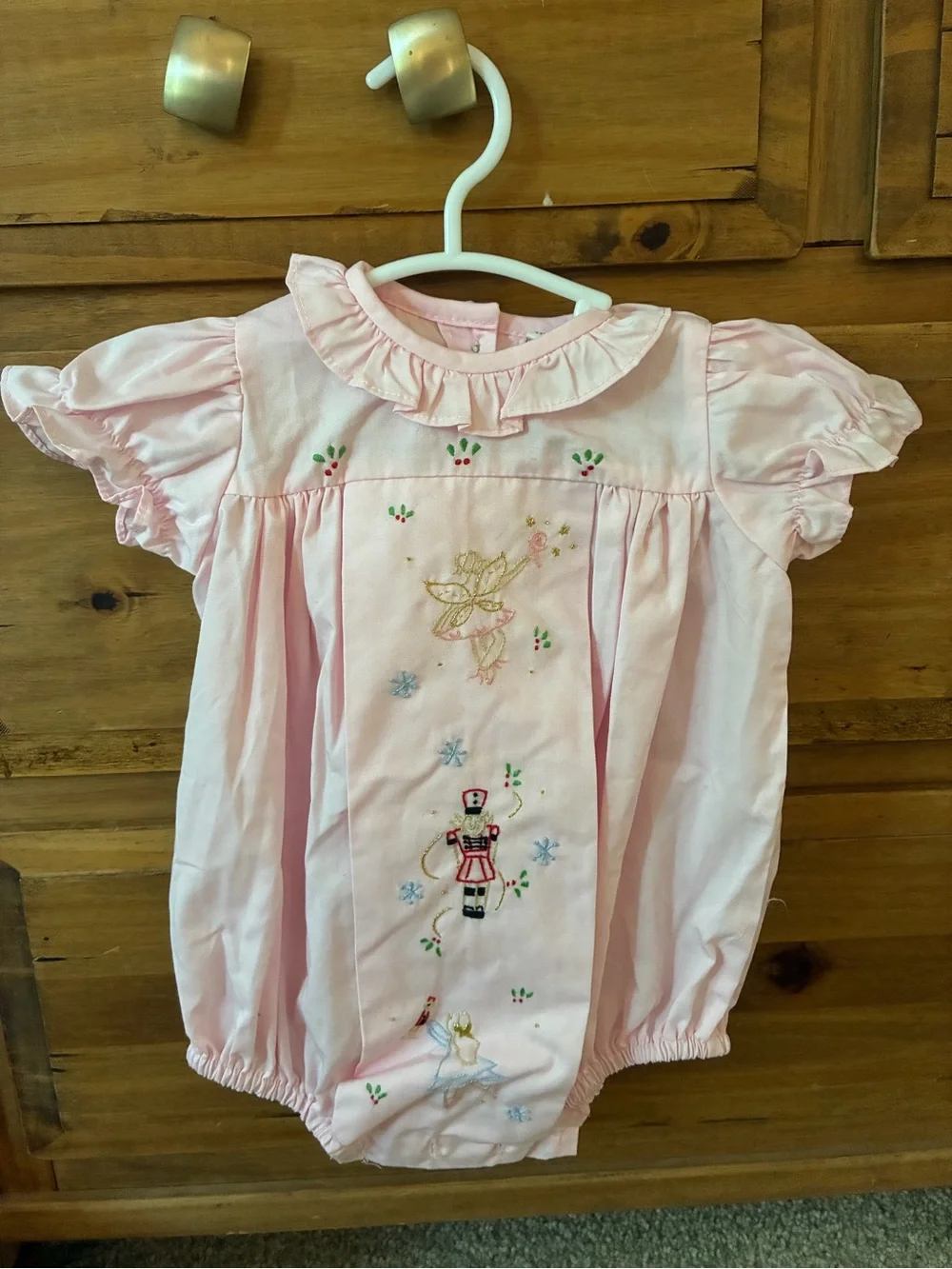 Pink Embroidered Nutcracker Baby One-Piece
